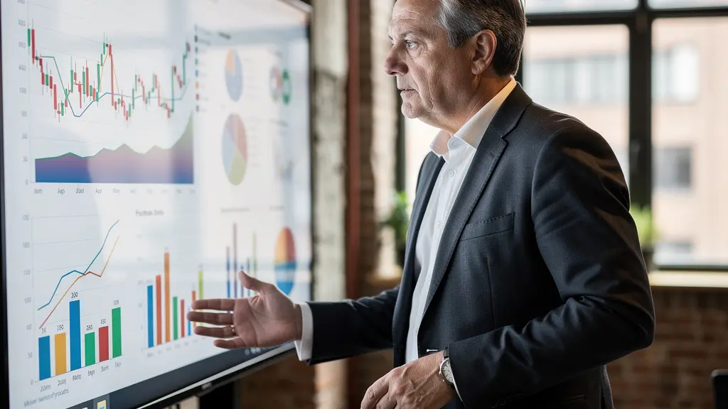 Dirigeant PME analysant tableau de bord consommation énergétique sur écran